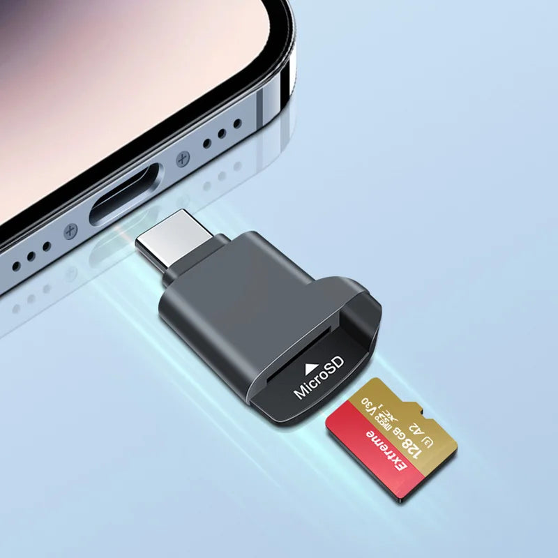 Type-C 2.0 Mini TF Card Reader External Storage Black Stretch for Memory Stick USB C 2.0 For Iphone 17 16 Mini TF Card R