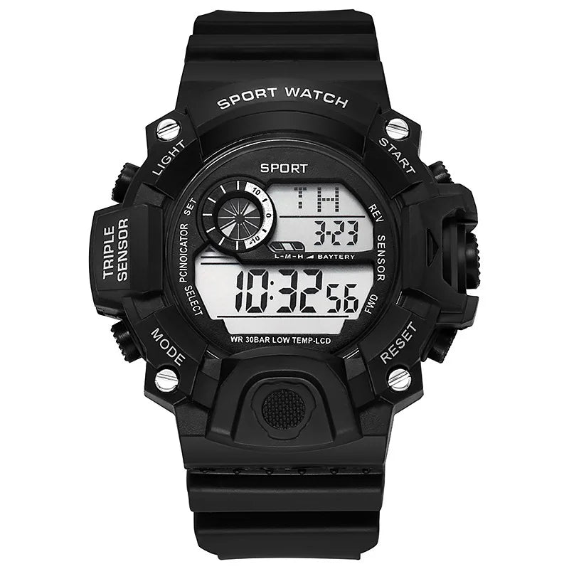 Fashion Men's Watch Sports Electronic Wristwatch Large dial Multifunctional Waterproof Luminous Alarm Kids Male's Milita